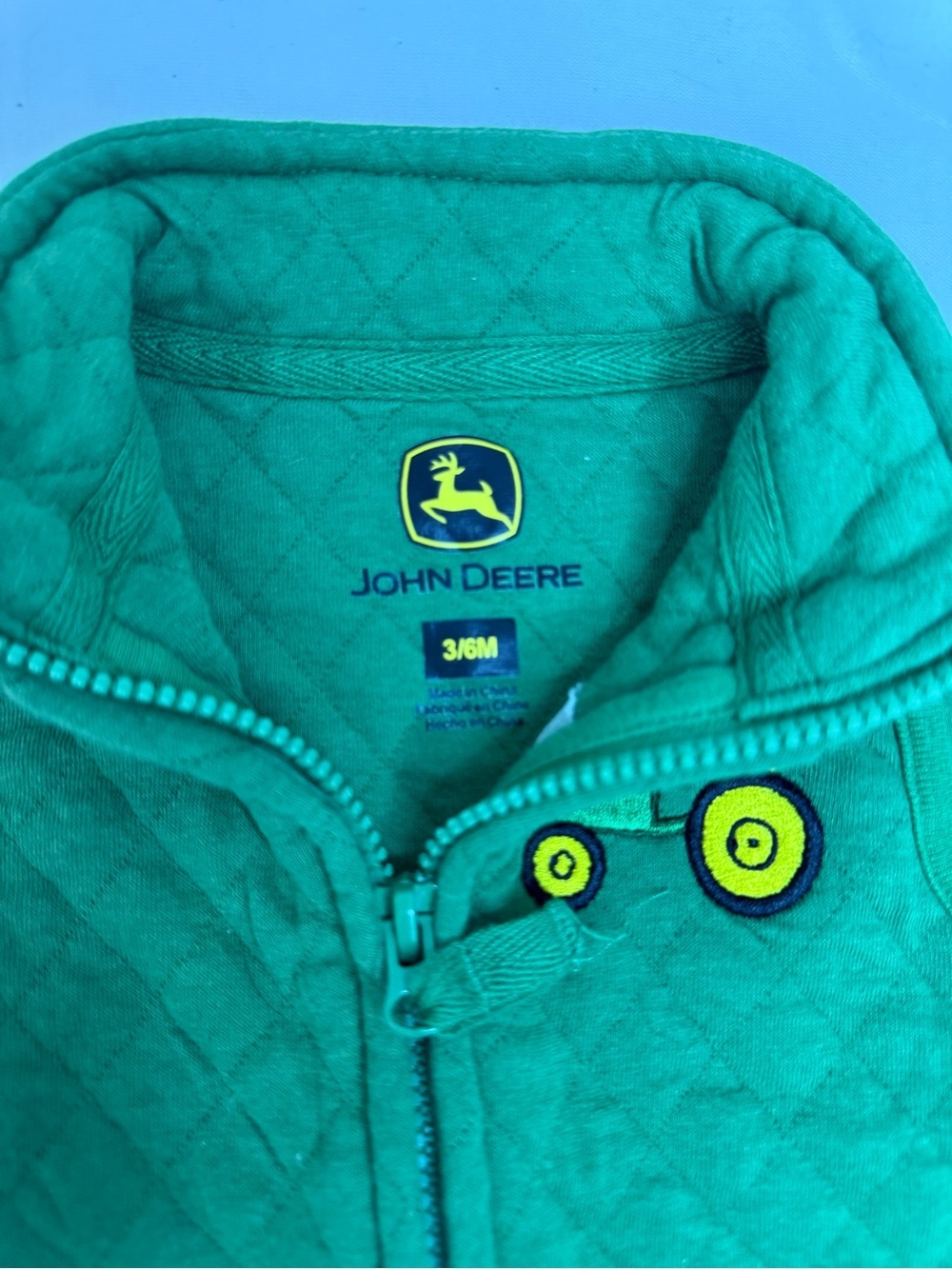 John Deere Green Quilted Kids Vest with Yellow Tractor Accent - Picture 4 of 4